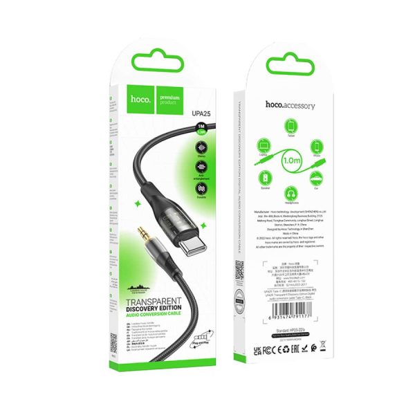 Kabllo Adaptor AUX To USB-C UPA25 Transparent
