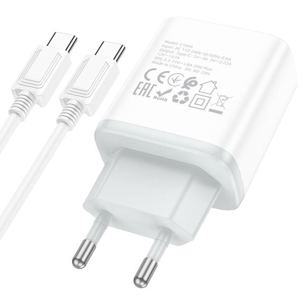 Set Karikues C104 Me Kabllo (USB-C To USB-C)