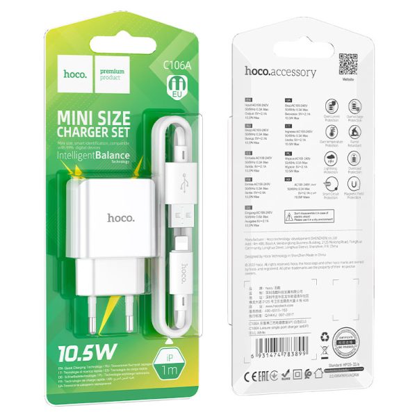 Set Karikues C106A Me Kabllo (USB-A To iP)